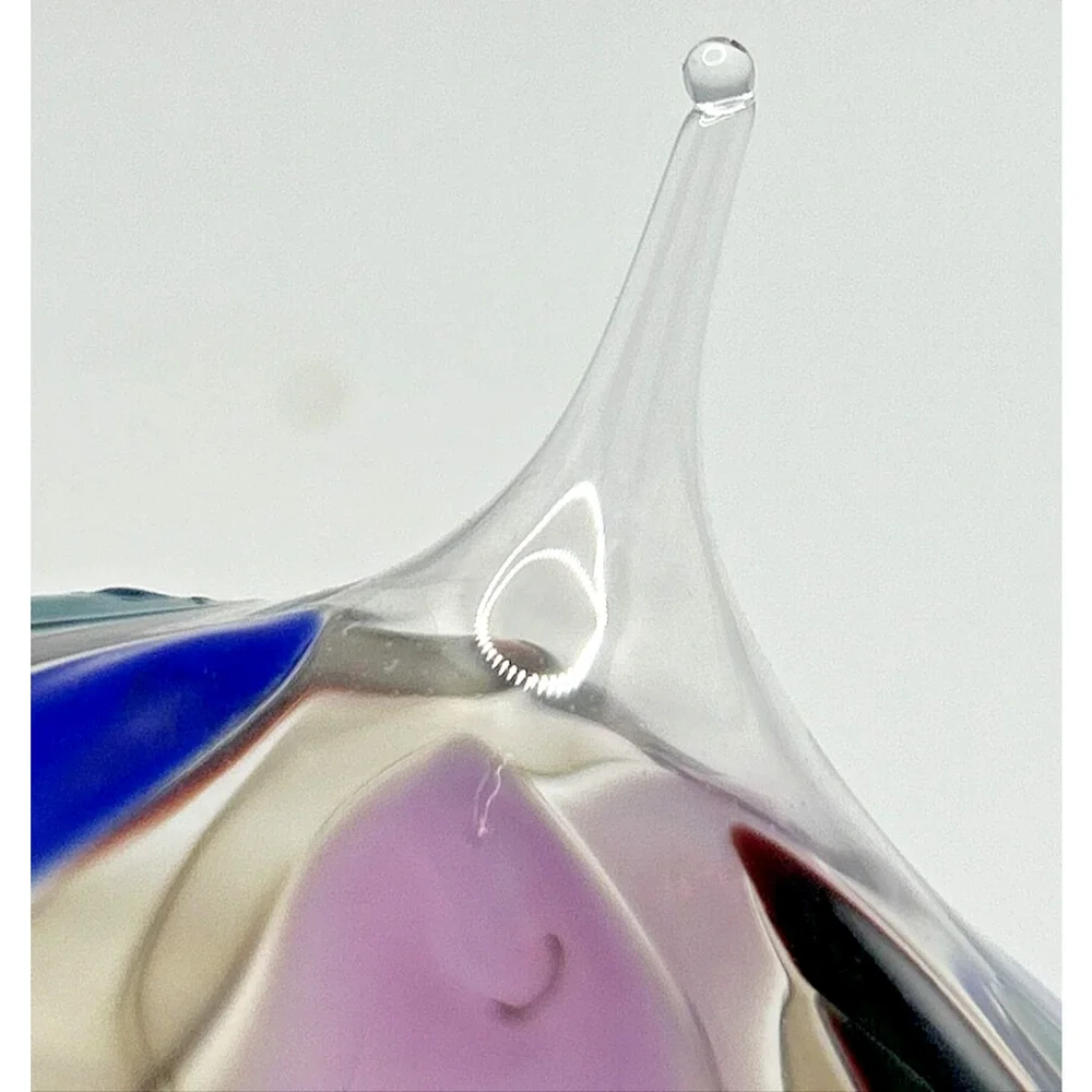 Vintage Art Glass Twisted Blue Purple Green Maroon Ornament‎ U257/6